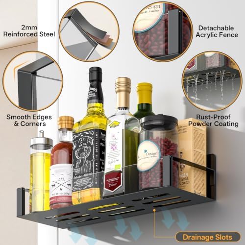 DTUQYX Magnetic Spice Rack for Refrigerator, Clear, 8 Pack