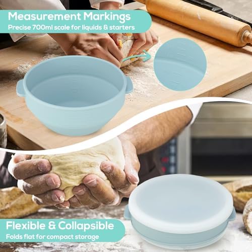 Set of 2 Collapsible Silicone Containers with Lids, 16.8 x 16.8 x 7 cm