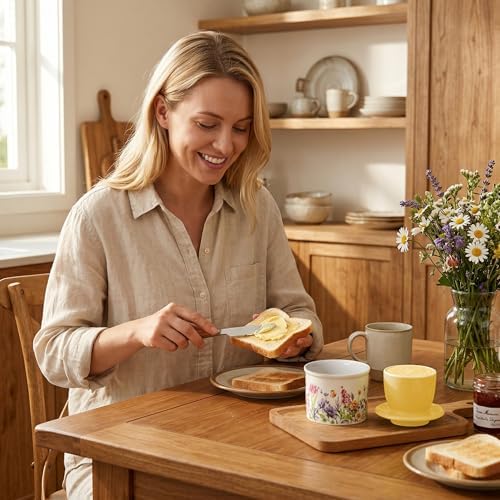 Butter Crock with Yellow Lid for Countertop, 3.9'' Butter Dish