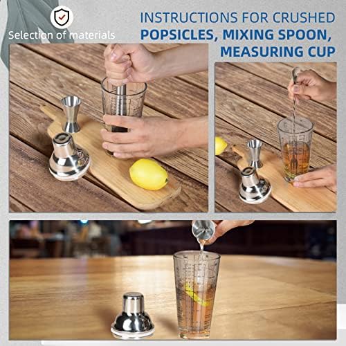 Cocktail Shaker Set,14 oz Glass Mixing Cup with Measurements