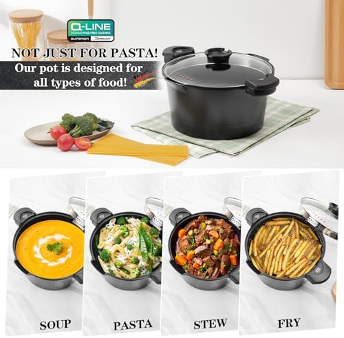 8.5qt Pasta Pot with Strainer Lid, Cast Aluminum Stockpot Multipot