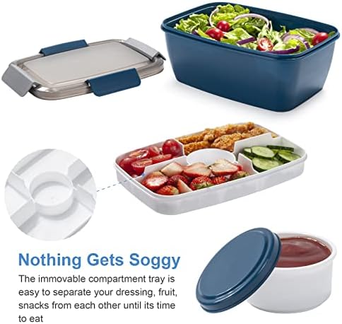 Large Salad Container for Lunch, 2 Packs 68oz Salad Bowls to go for
