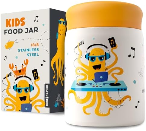 Bentoheaven Kids Food Jar, 10 oz Insulated Hot Food Container, Orange