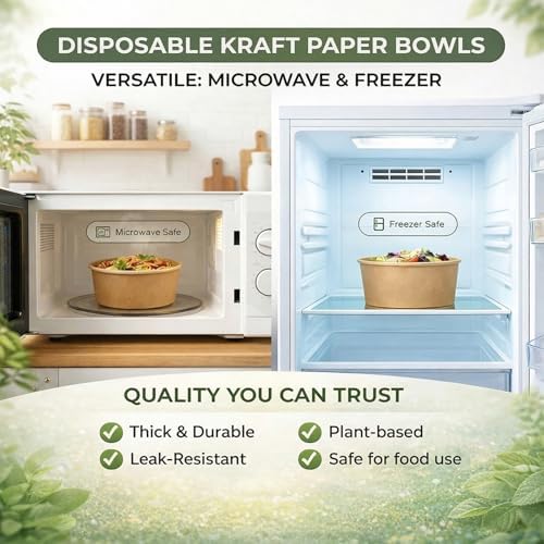 TOPtoper 24 Oz Large Paper Bowls【WITHOUT LIDS】 90 Pack Disposable Soup