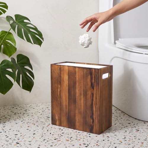 iEGrow 3 Gallon Acacia Wood Trash Can