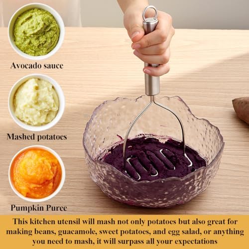 Potato Masher 2 Pcs, Kyraton Stainless Steel Heavy Duty Mash Potatoes