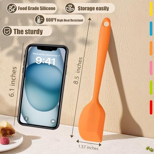 8 Pieces Silicone Spatulas,8.5 inch Non-stick with Stainless Steel