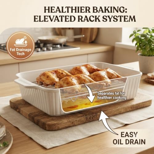 2 Pack 9x13 Ceramic Casserole Dish with Lid