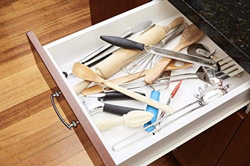 Bamboo Kitchen Drawer Organizer Divider Stackable for Deep Drawers.