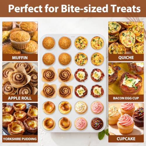 E-far Mini Muffin Pan Tin, 24-Cup Stainless Steel Mini Cupcake Pan