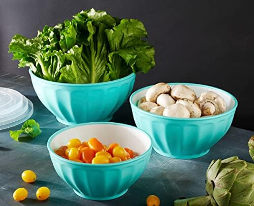 Godinger Mixing Bowls with Lids, Plastic Nesting Bowls Set, Food