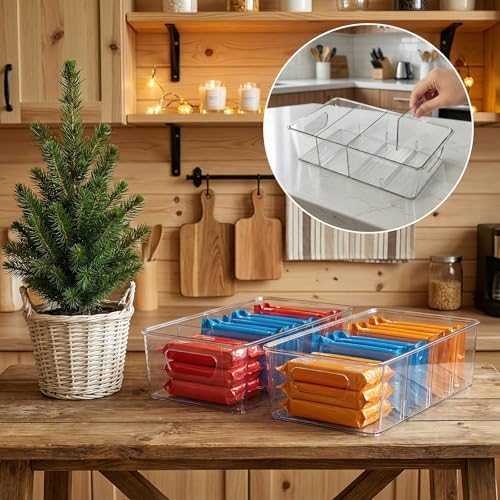 2 Pcs Seasoning Packet Organizer with Detachable Dividers, Storage