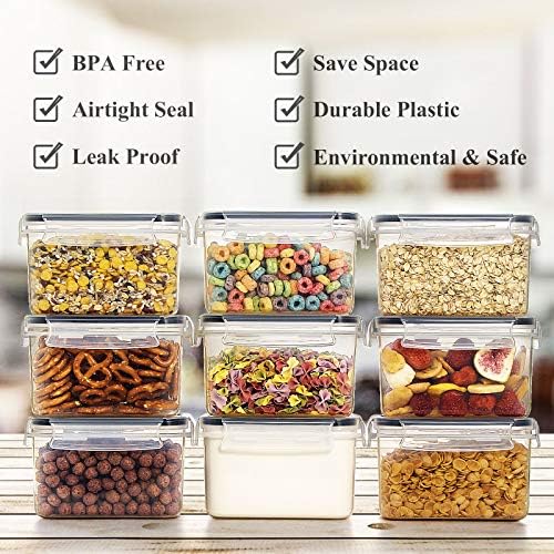 Wildone Airtight Food Storage Containers with Lids 0.8L, 16PCS, Black