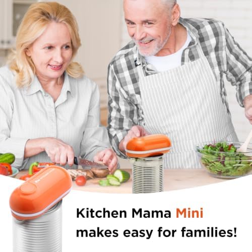 Kitchen Mama Mini Electric Can Opener Smooth Edge, Orange