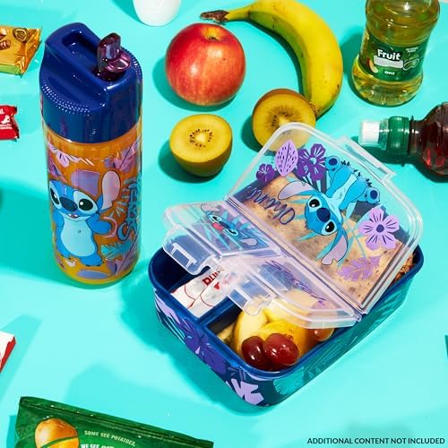 Disney Stitch Kids Lunch Box with Compartments and Water Bottle for