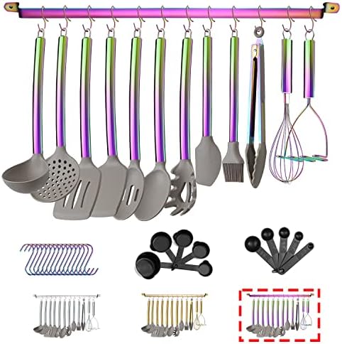 HOMQUEN Silicone Kitchen Cooking Utensils Set, 38-Piece