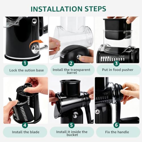 5-Blade Hand Crank Rotary Cheese Grater with Storage Box