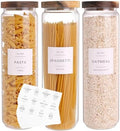 CZZGSM 3 Set Glass Pantry Storage Jars with Acacia Airtight Lid - 50oz