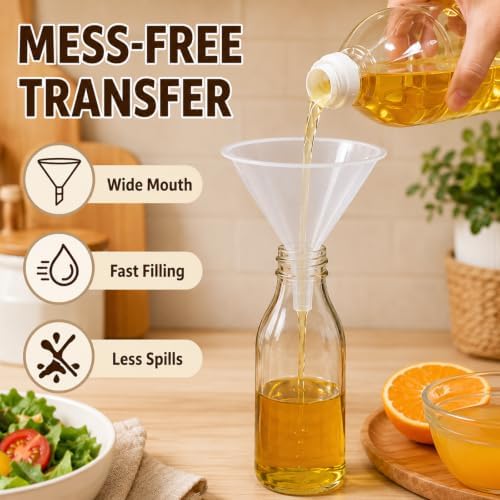 CYEAH 8 Pcs Plastic Funnels, 6 Inch Wide Mouth Large Funnel, Clear