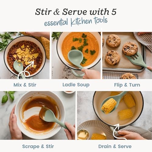 Starpack Stir and Serve Silicone Utensil Set, 5-Piece, 11"