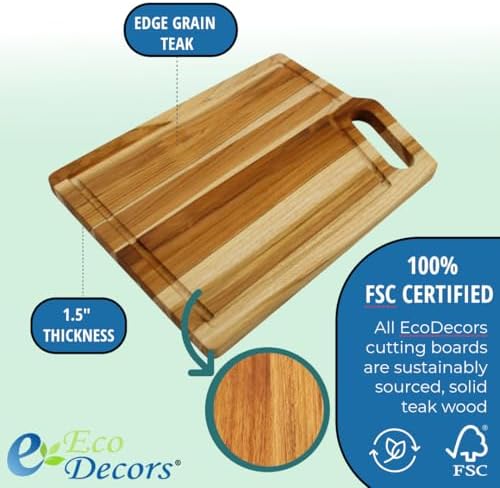EcoDecors Teak Cutting Board Set with Juice Groove, 3-Piece