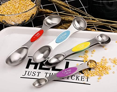 Magnetic Measuring Spoons Set Stainless Steel Dual Sided Stackable