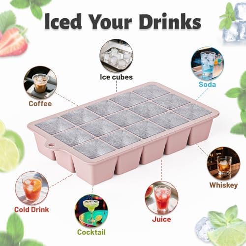 Silicone Ice Cube Tray 3 Pack - EASY RELEASE ice cube tray with lid