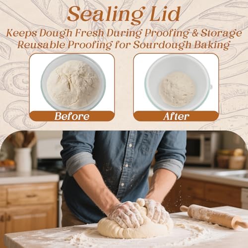 7 Pcs 4.7 Quart Large Glass Bowl for Bread Starter Mixing Bowl