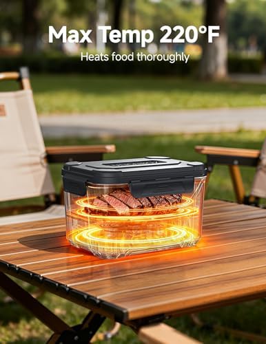 EAST OAK Heated Lunch Box, Battery Powered, Automatic Heating
