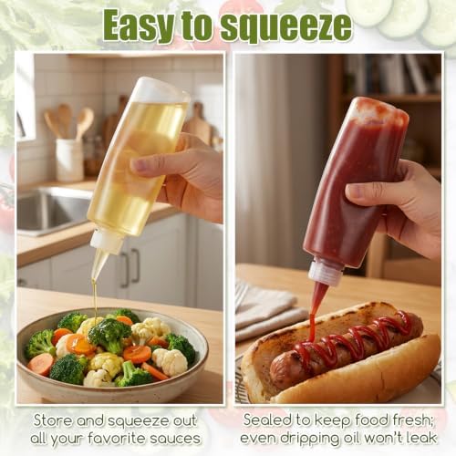 30 Pcs 8.5 oz Clear Plastic Squeeze Condiment Bottles with Red Tip