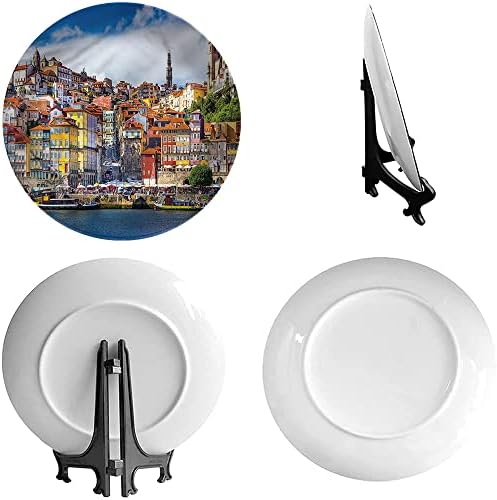 XISUNYA 8 Inch Travel Pattern Ceramic Decorative Plate,Nostalgic