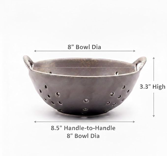 8" Ceramic Berry Colander with Handles, Reactive Glaze Fruit Washing Bowl - Image 7