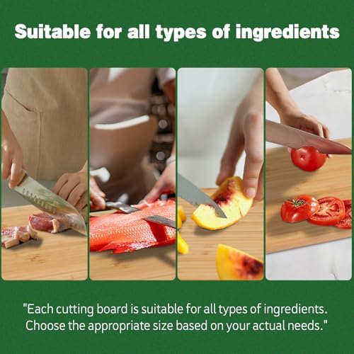 Bamboo Cutting Boards for Kitchen, 15"L x 10"W Juice Groove Cutting