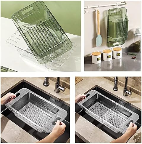 2 Pack Over the Sink Colander Strainer Basket, Expandable Plastic
