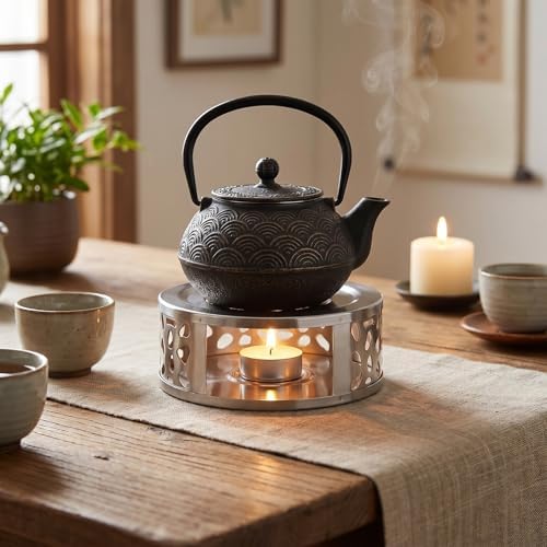 4 Pack Teapot Warmer, Stainless Steel Tea Warmer with Tealight Candle