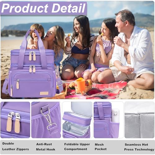 Weitars Lunch Bag For Women Men - Dual Compartment Large Lunch Box 15L