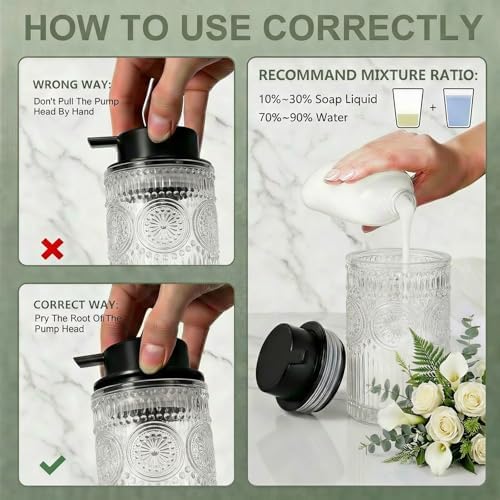 Clear Glass Foaming Hand Soap Dispenser