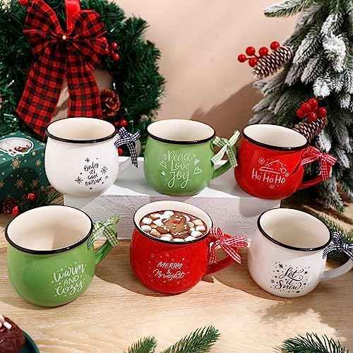 Sawysine 6 Set Christmas Coffee Mugs, Holiday Gift