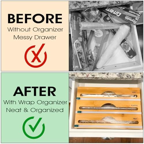 3-in-1 Bamboo Wrap Organizer with Cutters, Labels, Interior Holders