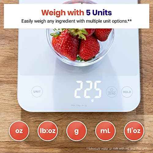 Etekcity 22lb Food Kitchen Scale, USB Rechargeable, IPX6 Waterproof