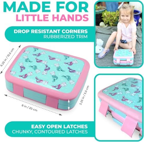 kinsho Bento Lunch Box Set with Thermo Bag & Ice Pack Pink Aqua Cat