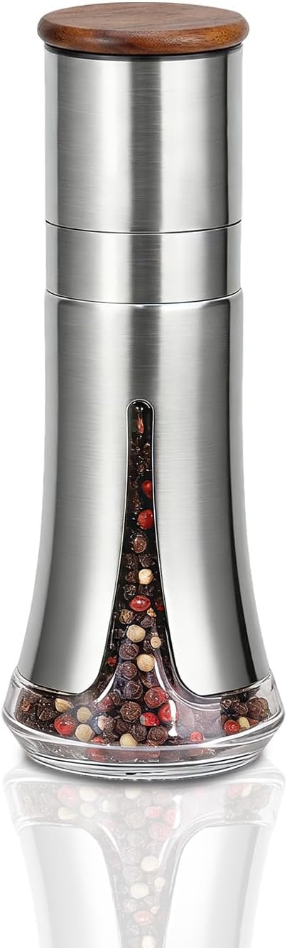 Aelga Pepper Mill - 4oz Stainless Steel Pepper Grinder Manual by Aelga
