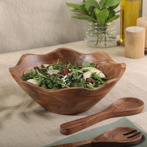 Gibson Home Sandhurst 3-Piece Acacia Wood Salad Bowl Set – 12-Inch