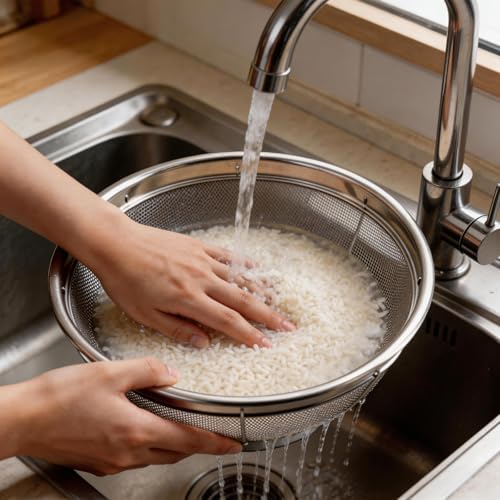Fine Mesh Strainer for Kitchen, 3 Quart Stainless Steel Colander Bowl
