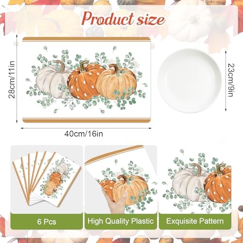 Tarklanda Fall Vinyl Table Placemats Set of 6, 11 x 15.7 Inches