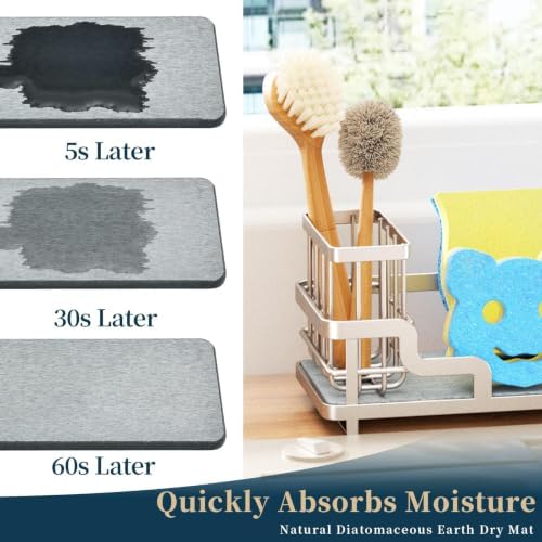 Consumest Sponge Holder for Kitchen Sink, Satin Nickel