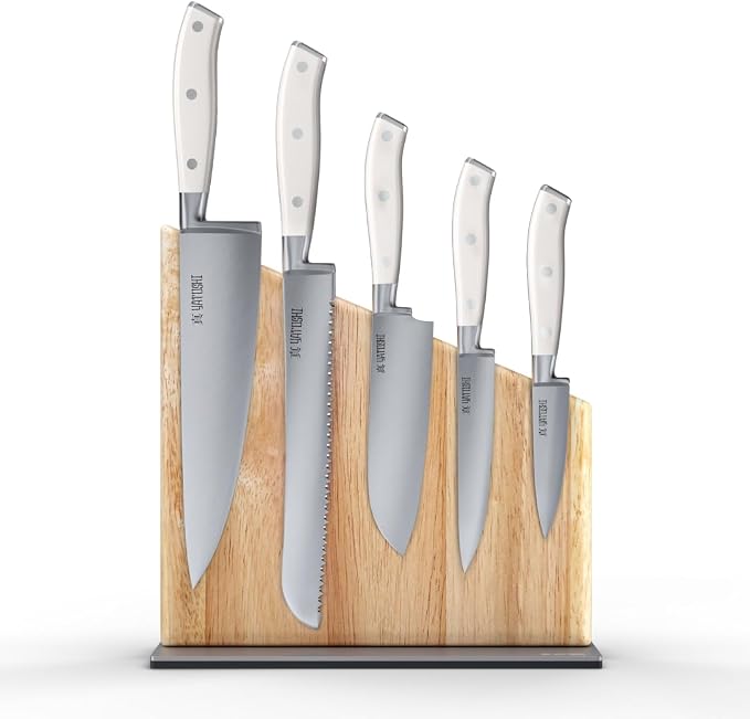 Yatoshi Knives Yatoshi Magnetic Kitchen Knife Block Set 6 Pcs White by YatoshiKnives