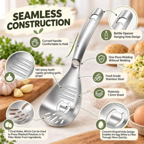 5-in-1 Stainless Steel Cooking Spoon, Multifunctional Stainless Steel