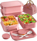 Adults Bento Lunch Box Set with Thermo Bag, 74oz Stackable Leak-proof
