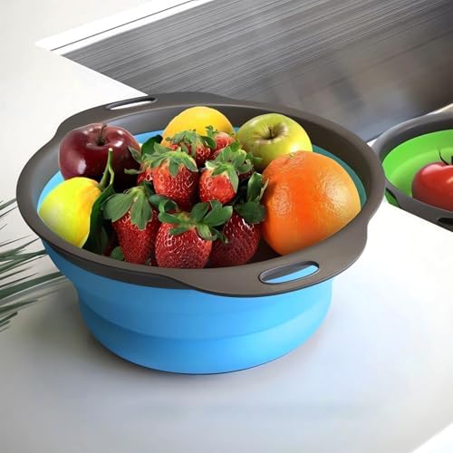 Collapsible Colander Set of 3, Space-Saving Foldable Strainer for